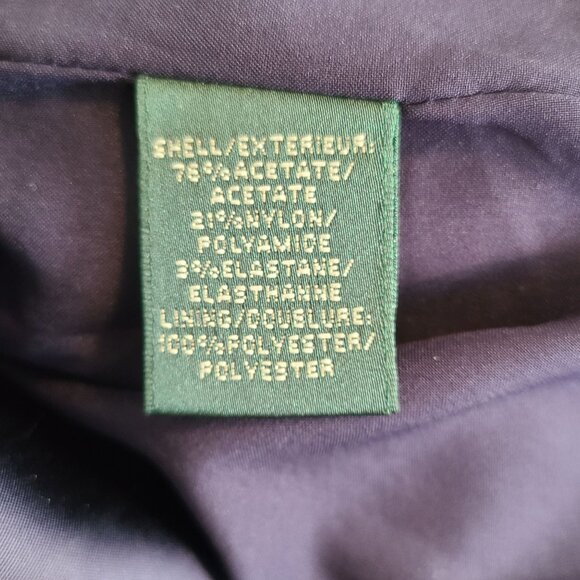 Lauren Ralph Lauren Navy Blue Satin Dress sz 10 Cocktail Old Money Quiet Luxury - Picture 8 of 9